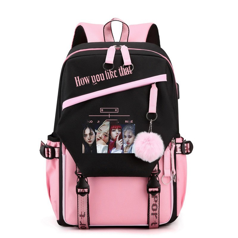 Travel Accessories Pink - Ransel Kapasitas Besar Motif Hitam Pink