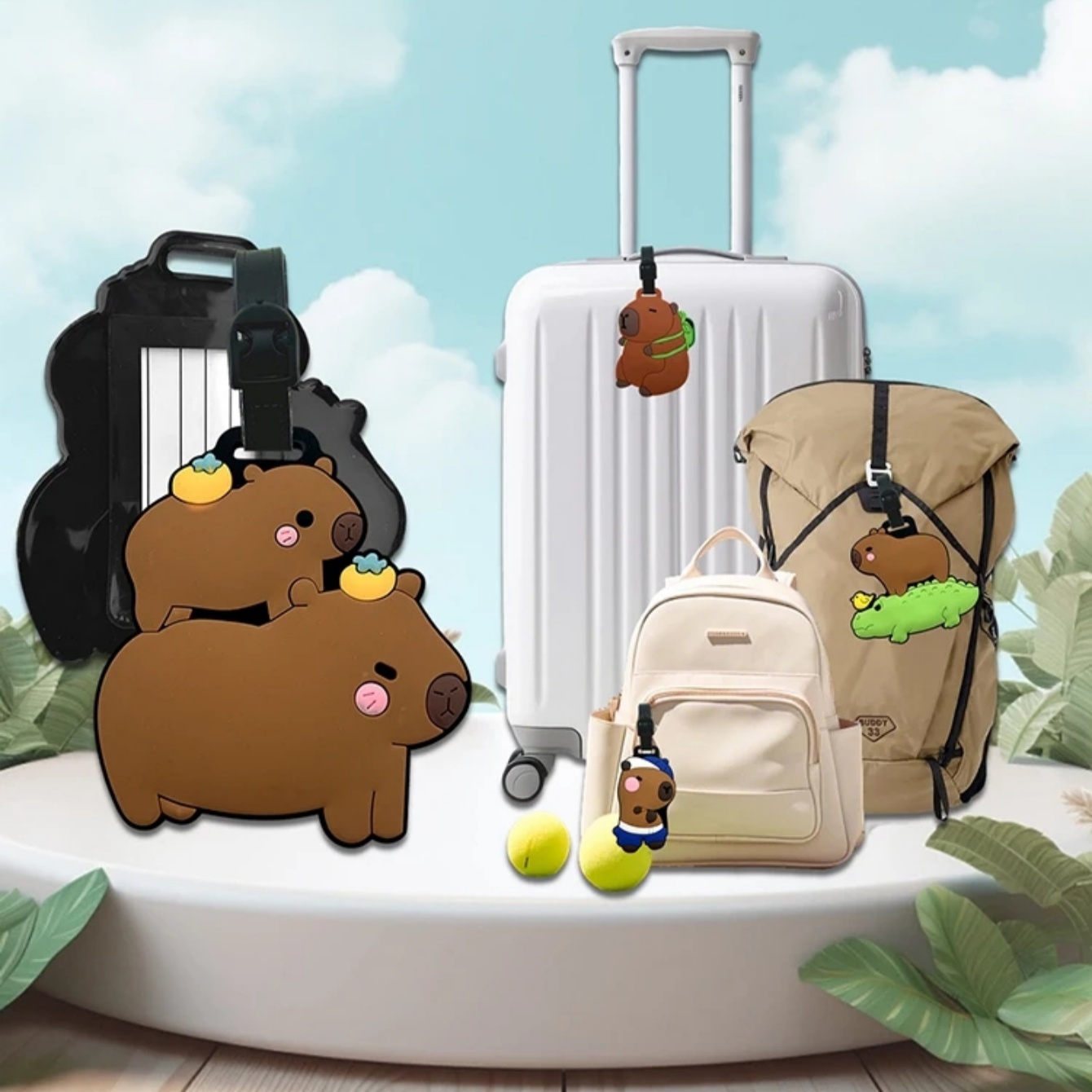Travel Accessories Sale - Aksesoris perjalanan, label bagasi, capybara kartun,