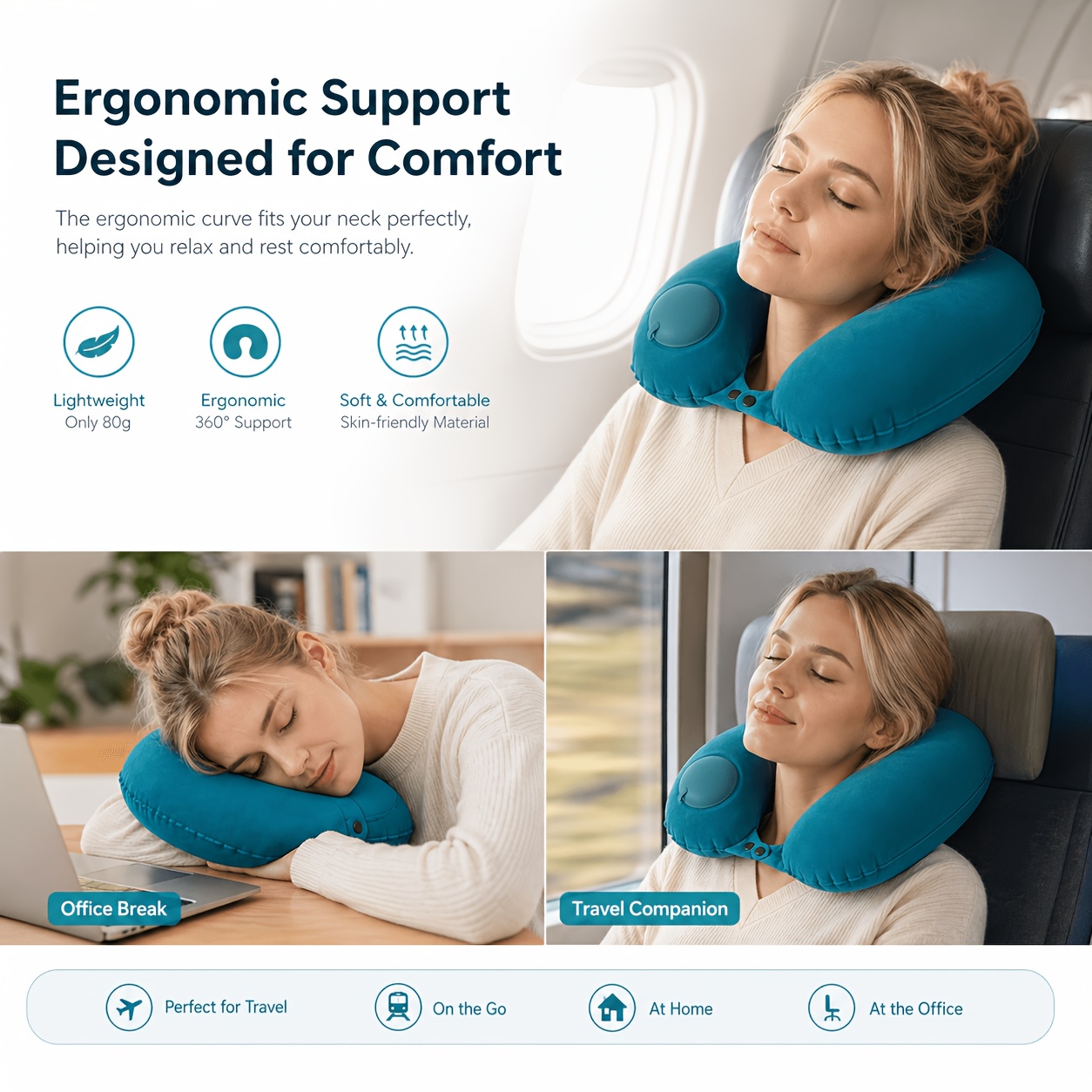 Travel Accessories Pillow - SPDJUMPER Bantal Leher Tiup untuk Perjalanan,