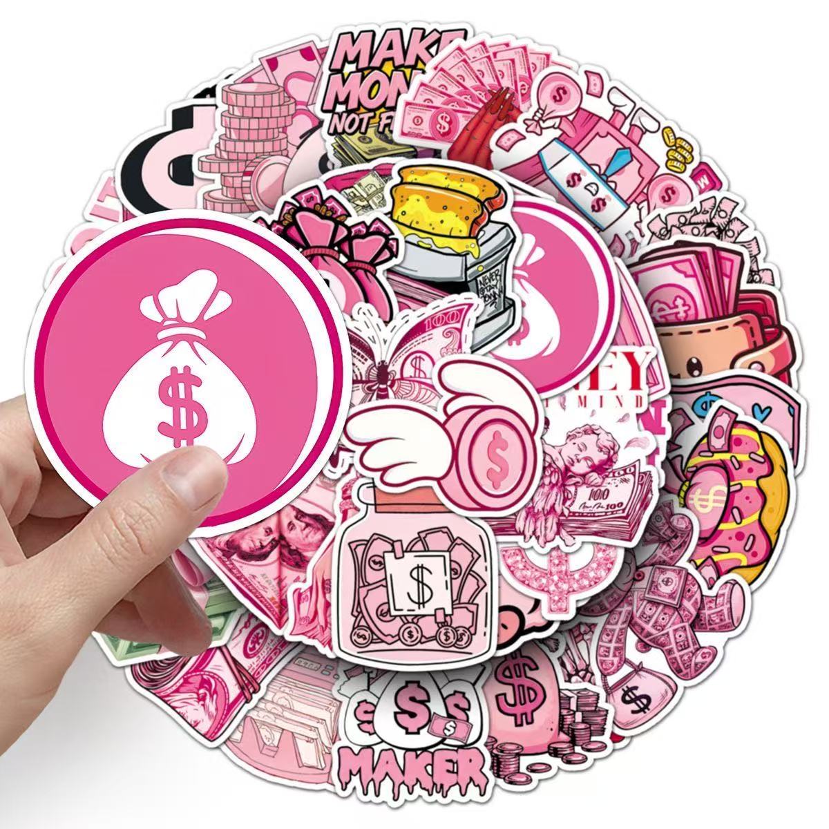 50 Buah Stiker Kartun Koin Dol - Travel Accessories Pink ulasan dan harga