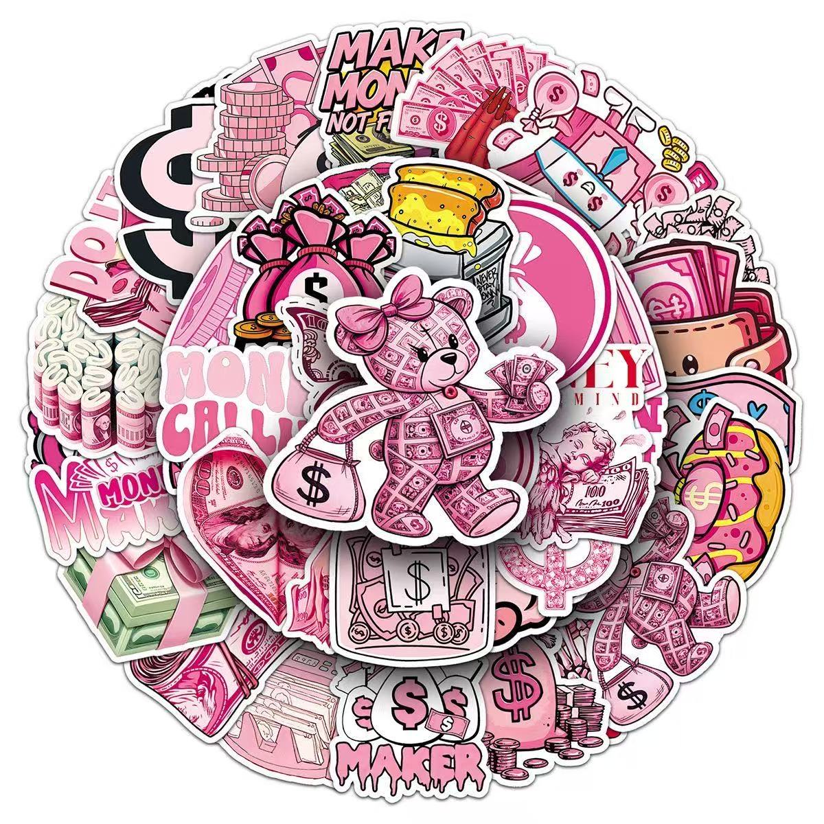 50 Buah Stiker Kartun Koin Dol - Travel Accessories Pink ulasan dan harga
