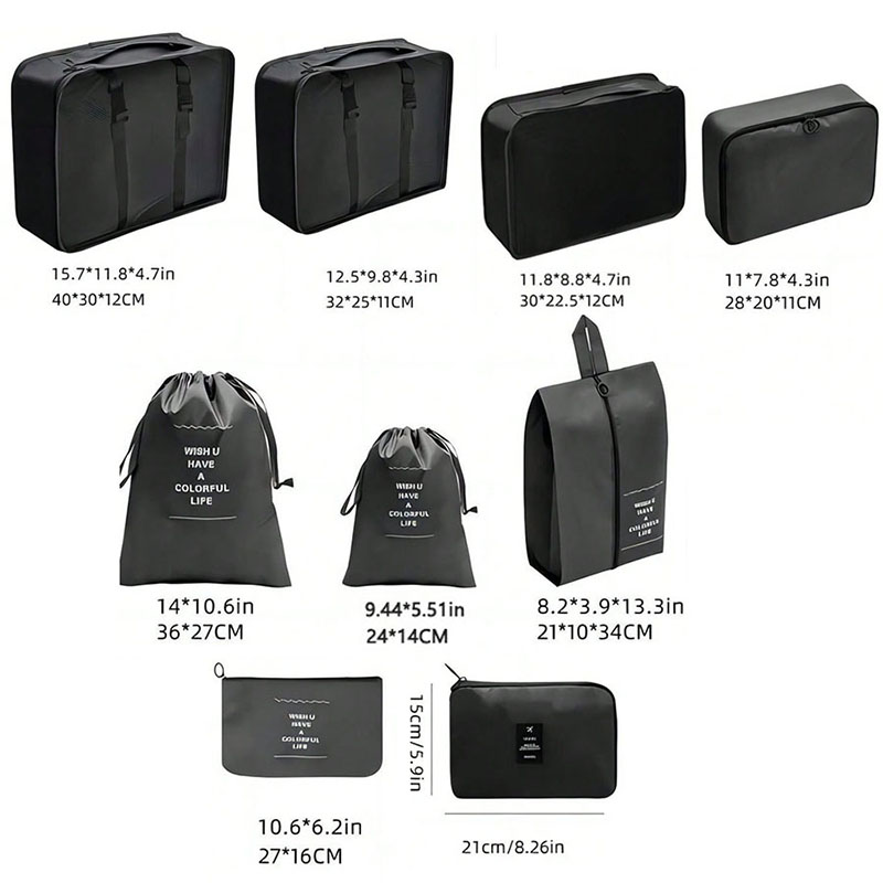 9 Buah Tas Organizer Perjalana - Travel Accessories Packing Cubes ulasan dan harga