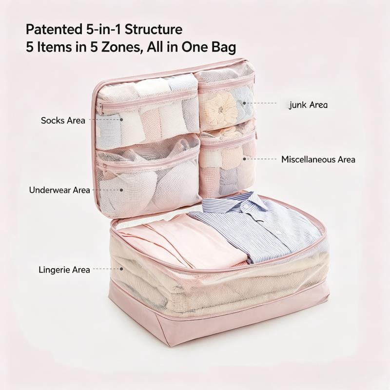 Kubus Pengemas Kompresi 5-in-1 - Travel Accessories Packing Cubes ulasan dan harga